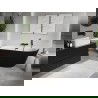 Mexen Oris cadă de baie independentă montată pe perete cu striuri 150 x 75 cm, albă/neagră, preaplin negru - 52871507575-70