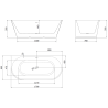 Cadă de baie Mexen Oris freestanding, tip perete, riglată 170 x 80 cm, albă, preaplin alb - 52871708000-20