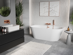 Cadă Mexen Oris freestanding cu montare pe perete 170 x 80 cm, albă, preaplin aur roz - 52871708000-60