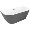 Mexen Oris cadă freestanding pe perete, cu riflaje 170 x 80 cm, alb/gri, preaplin auriu - 52871708062-50