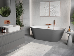 Mexen Oris cadă de baie freestanding lângă perete, 170 x 80 cm, alb/gri, preaplin roze aur - 52871708062-60