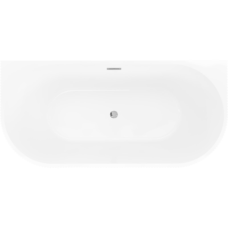 Mexen Oris cadă freestanding cu fațetă ondulată de perete 170 x 80 cm, alb/negru, preaplin cromat - 52871708075-01