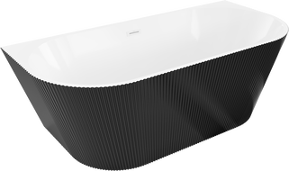Mexen Oris szabadonálló falsíkra szerelhető barázdált kád 170 x 80 cm, fehér/fekete, fehér túlfolyó - 52871708075-20