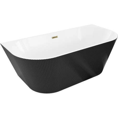Mexen Oris cadă freestanding perete, canelată 170 x 80 cm, alb/negru, prea plin auriu - 52871708075-50