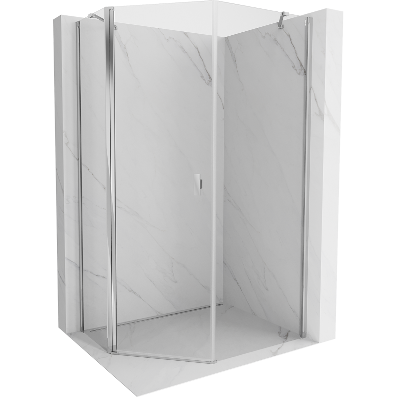 Mexen Mist cabină de duș pentagonală asimetrică cu ușă pliantă 80 x 90 cm, transparent, crom - 8A8-080-090-01-00