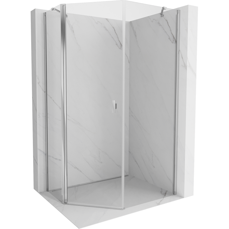 Mexen Mist cabină de duș pentagonală asimetrică pivotantă 90 x 100 cm, transparent, crom - 8A8-090-100-01-00