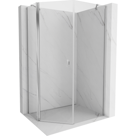 Mexen Mist cabină de duș pentagonală asimetrică pivotantă 90 x 100 cm, transparent, crom - 8A8-090-100-01-00
