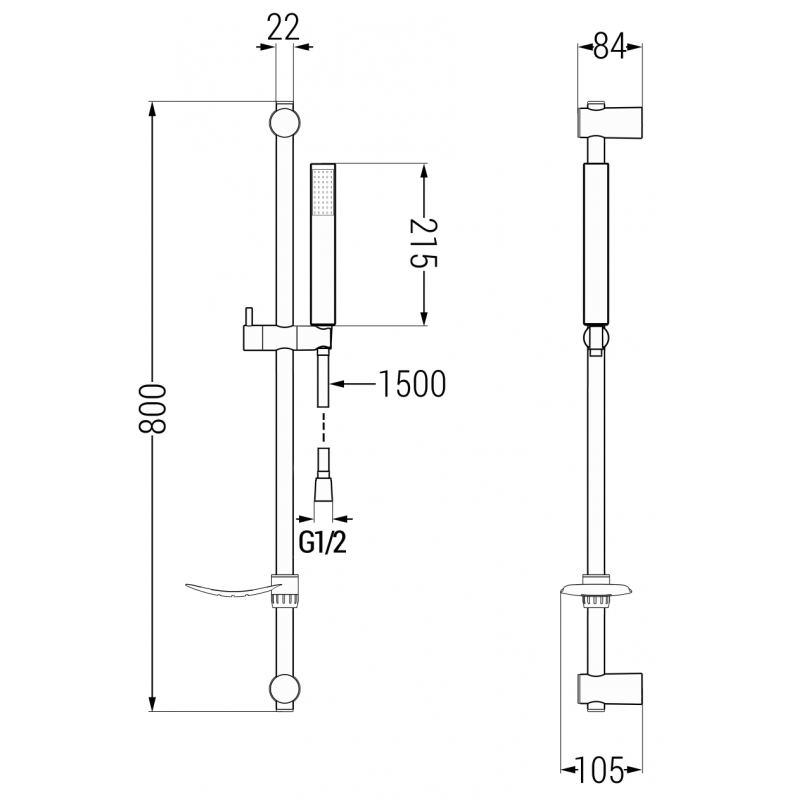 Mexen DF77 set de duș culisant, negru - 785774582-70
