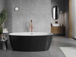 Cadă independentă Mexen Lira model 170 x 80 cm, alb/negru, preaplin aur roz - 52831708075-60