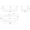 Mexen Lira szabadon álló kád minta 170 x 80 cm, fehér/fekete, gun gray kefe - 52831708075-66