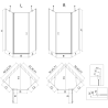 Mexen Mist cabină de duș pentagonală asimetrică pivotantă 90 x 80 cm, transparent, auriu periat - 8A8-090-080-55-00