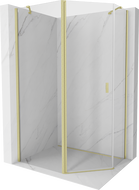 Mexen Mist cabină de duș pentagonală asimetrică cu ușă batantă 90 x 80 cm, transparent, auriu periat - 8A8-090-080-55-00
