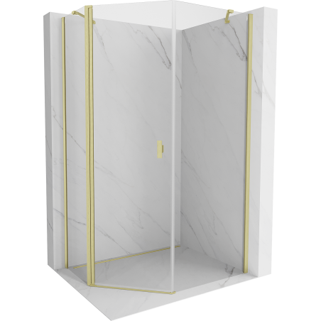 Mexen Mist cabină de duș pentagonală asimetrică, 80 x 90 cm, transparentă, auriu periat - 8A8-080-090-55-00