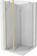 Mexen Mist cabina de duș pentagonală cu ușă batantă 100 x 100 cm, transparentă, aurie mată - 8A8-100-100-55-00