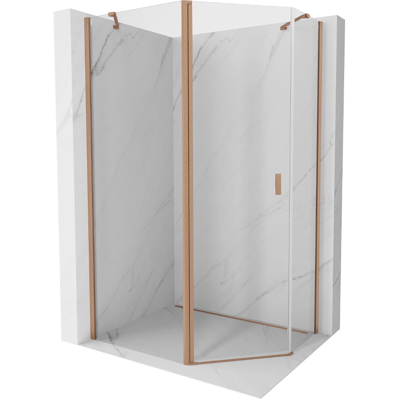 Mexen Mist cabina de duș pentagonală asimetrică cu deschidere de 100 x 90 cm, transparent, cupru periat - 8A8-100-090-65-00