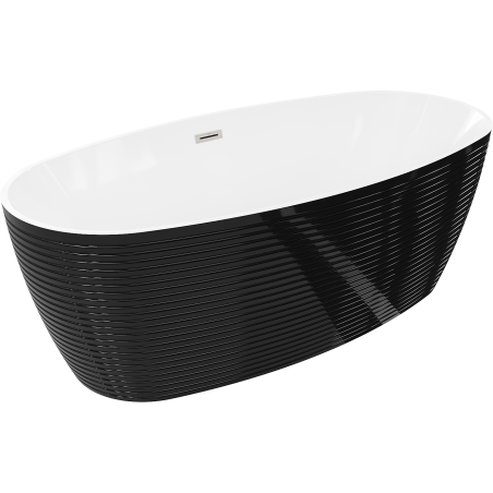 Mexen Lira cadă de baie freestanding model 170 x 80 cm, alb/negru, preaplin nichel periat - 52831708075-97