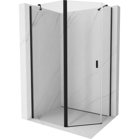 Mexen Mist cabină de duș pentagonală asimetrică, pivotantă, 90 x 80 cm, transparent, neagră - 8A8-090-080-70-00