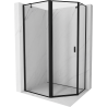 Mexen Mist cabina de duș pentagonală asimetrică rabatabilă stânga 90 x 80 cm, cadru negru, negru - 8A8-090-080-70-70-L