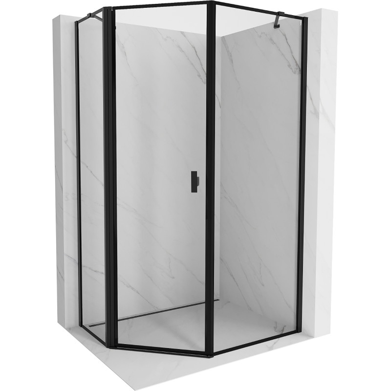 Mexen Mist aszimmetrikus ötszögletű zuhanykabin balos 80 x 90 cm, fekete keret, fekete - 8A8-080-090-70-70-L