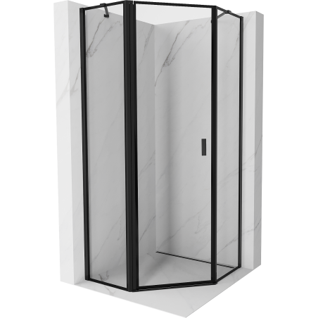 Mexen Mist cabină de duș pentagonală cu ușă batantă stânga 90 x 90 cm, cadru negru, negru - 8A8-090-090-70-70-L