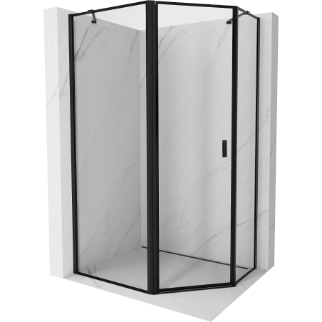 Mexen Mist cabină de duș pentagonală asimetrică stânga 100 x 90 cm, ramă neagră, negru - 8A8-100-090-70-70-L