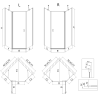 Mexen Mist cabină de duș pentagonală asimetrică cu deschidere stânga 90 x 80 cm, grilaj negru, neagră - 8A8-090-080-70-77-L