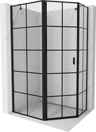 Mexen Mist ötszögletű zuhanykabin aszimmetrikus, balra nyíló 100 x 80 cm, fekete rácsos, fekete - 8A8-100-080-70-77-L