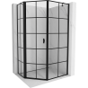 Mexen Mist cabina de duș pentagonală asimetrică, cu balamale pe stânga 80 x 90 cm, grilaj negru, negru - 8A8-080-090-70-77-L