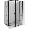 Mexen Mist cabină de duș pentagonală asimetrică cu deschidere pe stânga 80 x 90 cm, grilaj negru, negru - 8A8-080-090-70-77-L