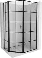 Mexen Mist ötszögletű aszimmetrikus balra nyíló zuhanykabin 80 x 90 cm, fekete rácsozás, fekete - 8A8-080-090-70-77-L