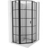 Mexen Mist cabina de duș pentagonală cu ușă batantă stânga 100 x 100 cm, grilaj negru, negru - 8A8-100-100-70-77-L