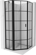 Mexen Mist cabina de duș pentagonală cu ușă batantă stânga 100 x 100 cm, grilaj negru, negru - 8A8-100-100-70-77-L