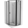 Mexen Mist cabină de duș pentagonală batantă dreapta 80 x 80 cm, ramă neagră, neagră - 8A8-080-080-70-70-P