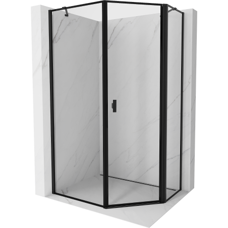 Mexen Mist cabină de duș pentagonală asimetrică cu balamale dreapta 80 x 90 cm, ramă neagră, negru - 8A8-080-090-70-70-P