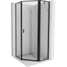 Mexen Mist cabină de duș pentagonală batantă dreapta 90 x 90 cm, cadru negru, negru - 8A8-090-090-70-70-P