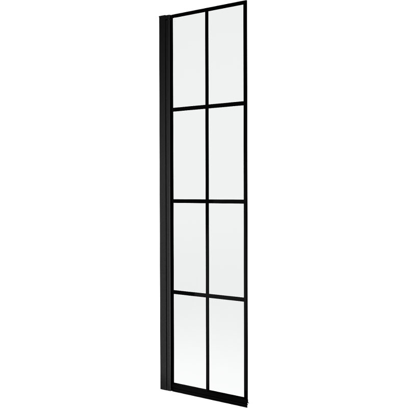 Mexen Mist egyszárnyú bal oldali fürdőszobai paraván, 50 x 150 cm, fekete rács, fekete - 8A9-050-001-70-77-L