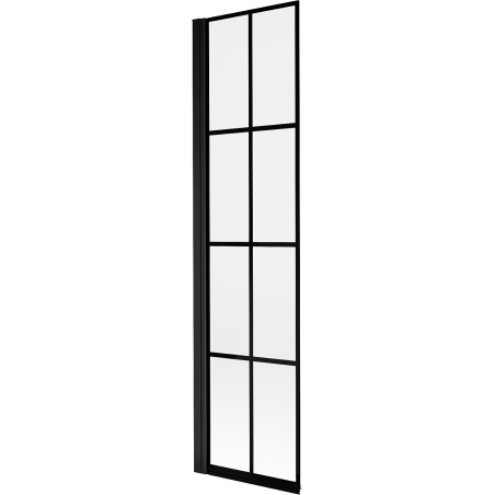 Mexen Mist egyszárnyú bal oldali fürdőszobai paraván, 50 x 150 cm, fekete rács, fekete - 8A9-050-001-70-77-L
