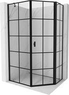Mexen Mist cabină de duș pentagonală asimetrică deschisă dreapta 80 x 90 cm, grilaj negru, negru - 8A8-080-090-70-77-P