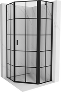 Mexen Mist cabină de duș pentagonală batantă dreapta 90 x 90 cm, grilaj negru, negru - 8A8-090-090-70-77-P