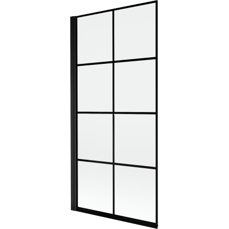 Mexen Mist balos paraván, 1 szárnyú, balos 90 x 150 cm, fekete rács, fekete - 8A9-090-001-70-77-L