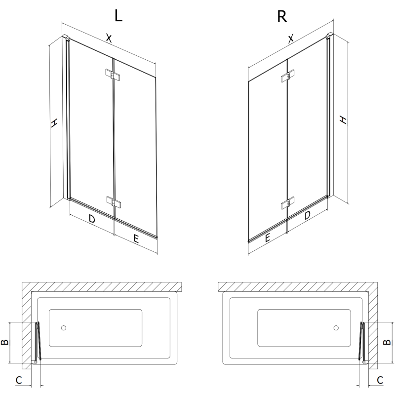 Mexen Mist paravan de duș cu 2 aripi stânga 140 x 150 cm, transparent, crom - 8A9-140-002-01-00-L