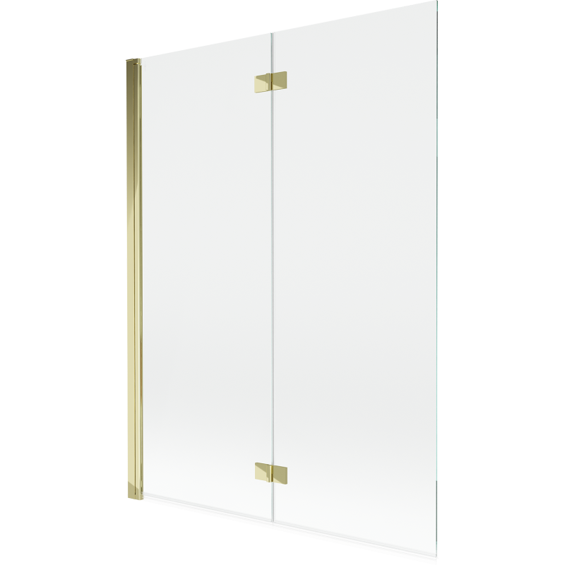 Mexen Mist 2-szárnyú balra nyíló fürdőszobai paraván 130 x 150 cm, átlátszó, arany - 8A9-130-002-50-00-L