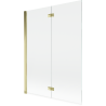 Mexen Mist 2-szárnyú balra nyíló fürdőszobai paraván 130 x 150 cm, átlátszó, arany - 8A9-130-002-50-00-L