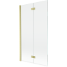 Mexen Mist balra szerelhető, 2-szárnyú 100 x 150 cm-es kádparaván, átlátszó, arany kefélt - 8A9-100-002-55-00-L