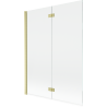Mexen Mist kádparaván 2-szárnyú bal 130 x 150 cm, átlátszó, arany kefe - 8A9-130-002-55-00-L