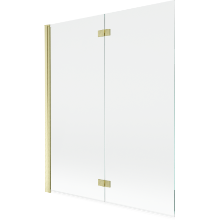 Mexen Mist 2 szárnyas fürdőszobai paraván balos 140 x 150 cm, átlátszó, arany kefélt - 8A9-140-002-55-00-L