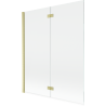 Paravan de duș Mexen Mist cu 2 uși stânga 140 x 150 cm, transparent, auriu periat - 8A9-140-002-55-00-L