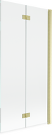 Mexen Mist kétajtós kádparaván, jobb oldali szerelés 90 x 150 cm, átlátszó, arany szálcsiszolt - 8A9-090-002-55-00-P