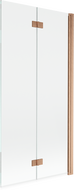 Mexen Mist paravan de duș cu 2 canaturi drept 90 x 150 cm, transparent, cupru periat - 8A9-090-002-65-00-P