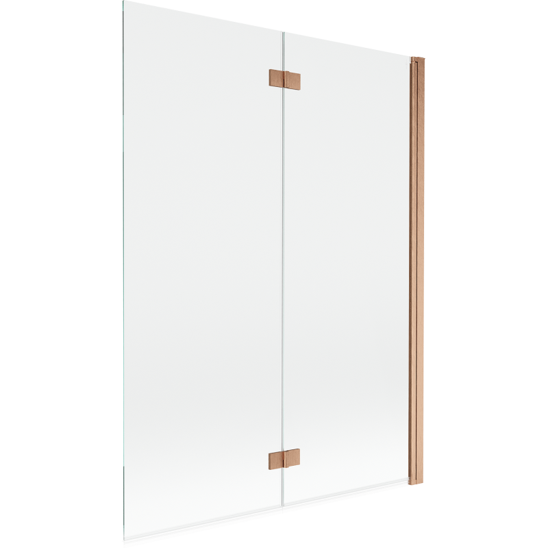 Mexen Mist 2-szárnyú jobbos fürdőszobai paraván 130 x 150 cm, átlátszó, selyemfényű réz - 8A9-130-002-65-00-P